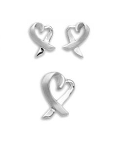 Awareness Ribbon Heart Earrings and Pendant Set