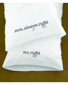 Mr and Mrs Right Pillow Case Wedding Gift Set
