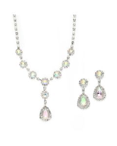 AB Crystal Necklace and Earrings Jewelry Set