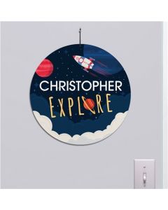 Personalized Spaceship Round Wall Decor