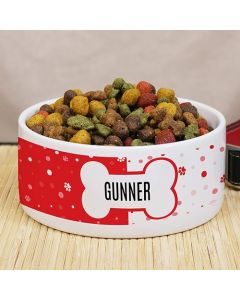 Personalized Dog Bone Food Bowl - Choose Your Color