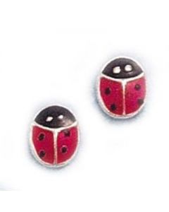 Ladybug Enamel Sterling Silver Earrings