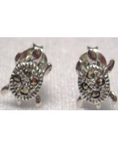 Sterling Silver Marcasite Turtle Stud Earrings