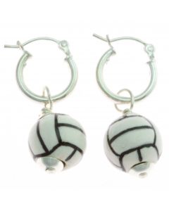 Sterling Silver Hoop Volleyball Bead Earrings