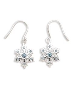 Sterling Silver Blue Swarovski Crystal Snowflake Earrings