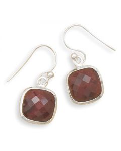 Faceted Square Ruby Earrings