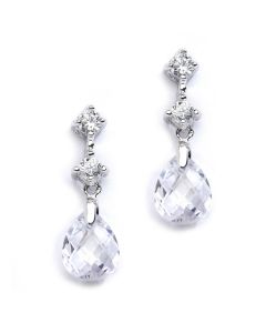 Clear Crystal and CZ Drop Earrings