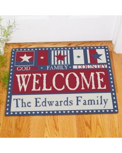 Personalized American Patriotic Welcome Doormat