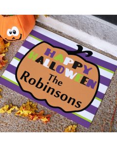 Happy Halloween Pumpkin Personalized Doormat