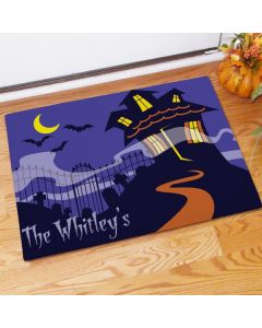 Halloween Haunted House Personalized Doormat