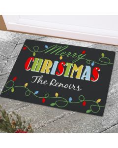 Personalized Merry Christmas Lights Doormat