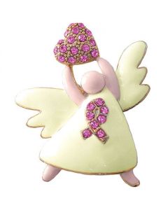 Breast Cancer Awareness Angel Pin with Swarovski Crystals