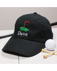 Embroidered Name Black Golf Hat