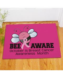 Bee Aware Breast Cancer Awareness Month Pink Ribbon Doormat