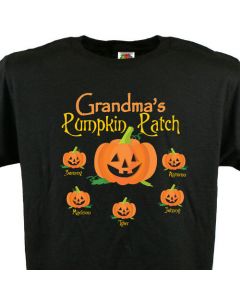 Kids Names Pumpkins Personalized Halloween T-Shirt for Mom or Grandmother