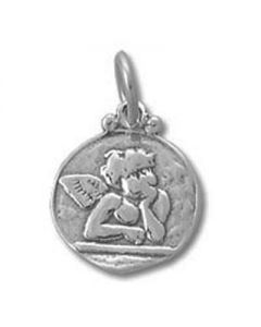 Guardian Angel Sterling Silver Circle Charm