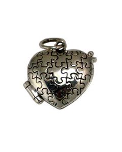 Sterling Silver Heart Shaped Autism Awareness Prayer Box