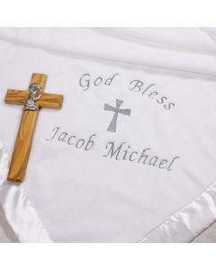 Personalized God Bless Baby Christening Blanket