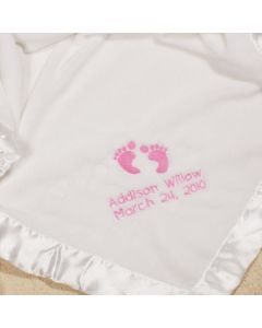 Baby Girl White Personalized Fleece Blanket