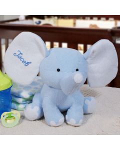 Personalized Blue Plush Elephant for Baby Boy