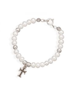 Girls Pearl Cross Bracelet