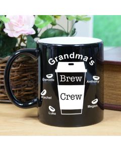 Personalized Brew Crew Colored Coffee Mug with Names