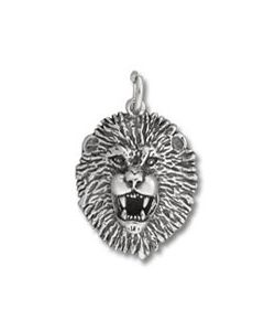 Large Lion Head Sterling Silver Charm