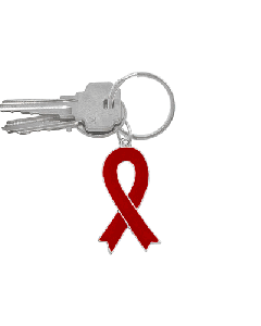 Red Awareness Ribbon Enamel Keychain