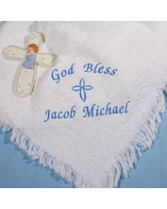 Personalized God Bless Baby Boy Afghan Blanket