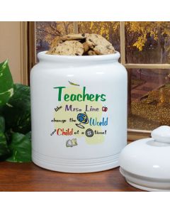 Personalized Teachers Change The World Ceramic Cookie Jar